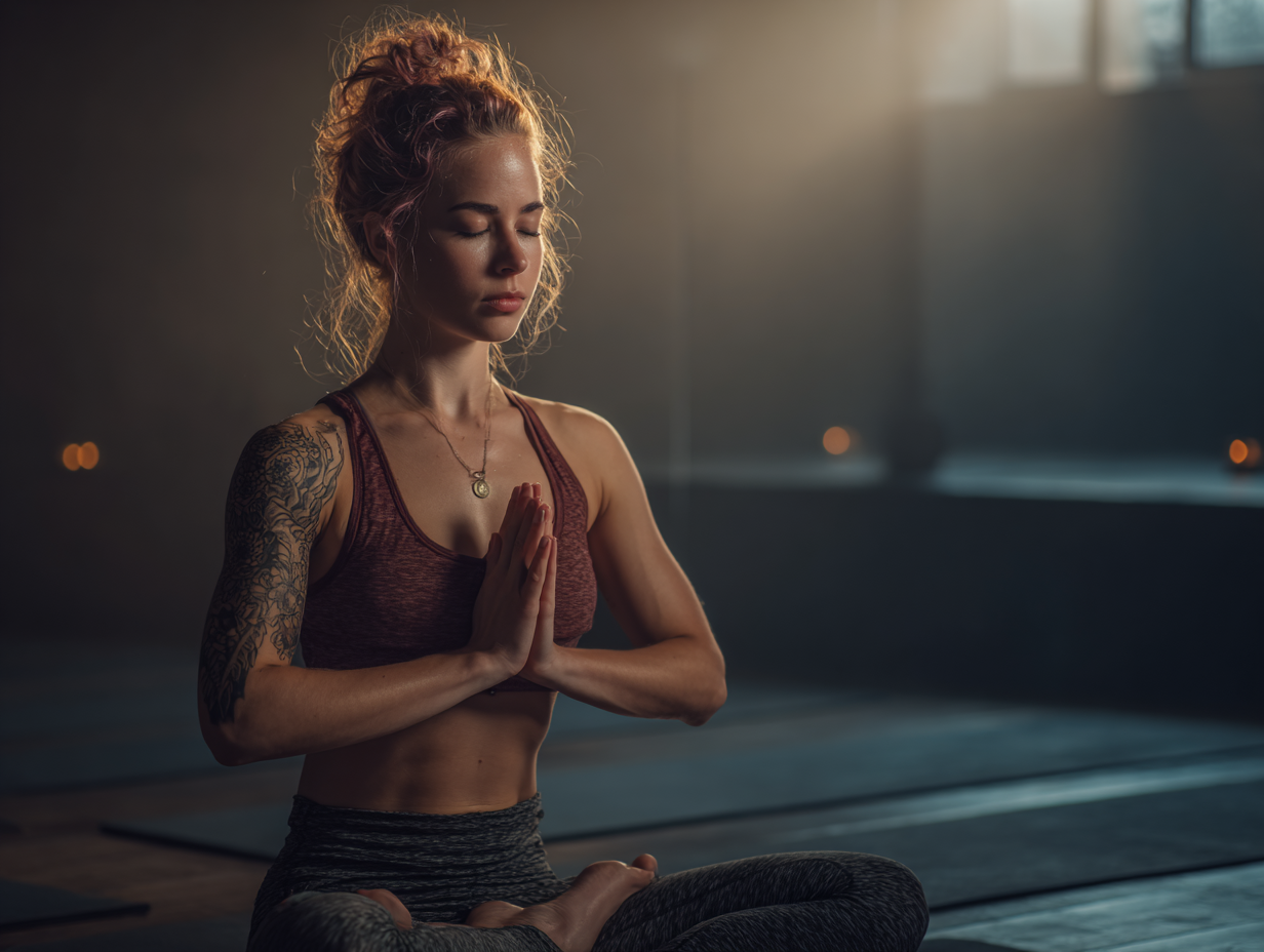 Людина в позі лотоса на сході сонця